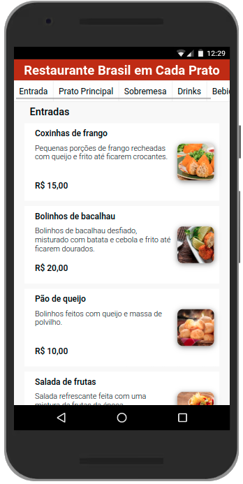 celphone with the menu